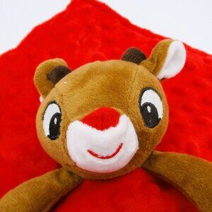 My First Rudolph Red-Nosed Reindeer Plush Lovey With Rattle 11" Square New